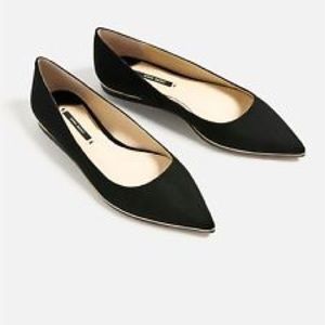 Zara NWT Black pointed ballerina flat US 8 / EU 39